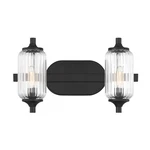 Savoy Essentials Holton Light Bath, Matte Black/clear Ribbed 8-3024-2-BK. Fixed Price $192.00.