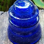 Vintage Glass Insulator Stained Cobalt Blue With Stars Decorative Antique. Fixed Price $29.99.