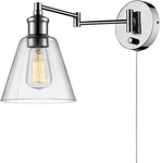 Globe Electric 65704 1-LIGHT Plug-in Or Hardwire Industrial Wall Sconce, Chrome. Fixed Price $47.27.