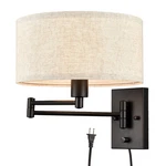 Samteen Black Plug Wall Sconce With Swing Arm Drum Shade Lamp, Modern.... Fixed Price $167.49.
