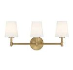 3-LIGHT Bathroom Vanity Natural Brass By Meridian Lighting M80051NB. Fixed Price $274.00.