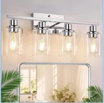 Indoi 4 Bathroom Fixtures, Chrome Vanity Lights With Clear Glass Sha. Fixed Price $49.99.