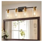 Deyidn 8.46 In. 4-LIGHT Black And Gold Modern Industrial Indoor Vanity. Fixed Price $46.49.