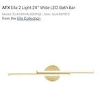 Afx Inc. ELAV2404L30D1SB Ella Led 24.25 Inch Satin Brass Vanity Light Wall. Fixed Price $84.00.