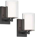 Wall Sconces Set Of Two, Modern Vanity Lights With Double Clear Glass Shade Matt. Fixed Price $59.85.
