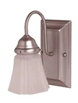 Satin Nickel Wall Sconce With Clear Glass Shade Resistant Damp Locations. Fixed Price $5.99.