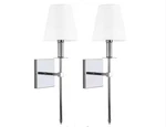 Lamqee 1-LIGHT Polished Chrome Wall Sconce With White Fabric SHADE(2-PACK). Fixed Price $35.00.