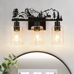Rustic Farmhouse Bathroom Vanity Light, 3-LIGHT Deer & Forest Wall Sconce Ove.... Fixed Price $117.32.