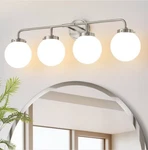 Deyidn Bathroom Vanity Light Fixture Brushed Nickel Modern Milk Glass Globe 2106. Fixed Price $55.00.