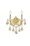 Elegant Lighting 2800W2G/RC 2-LIGHT Gold Wall Sconce W/royal Cut Clear Crystals. Fixed Price $110.00.