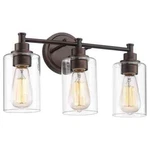 Jazava 17.25 In. 3-LIGHT Oil Rubbed Bronze Vanity With Clear Glass Shade. Fixed Price $30.98.