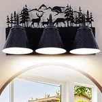 Rustic 3-LIGHT Black Vanity With Deer Design For Farmhouse Bathroom. Fixed Price $133.99.