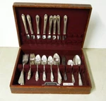 1941 Simeon & George Rogers Pendant 52 Pc Flatware Set Stainless Oneida W/ Case. Fixed Price $129.95.