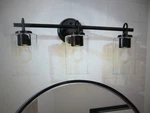 Lnc Modern Black Bathroom Vanity With Clear Glass Shades 22 In. 3-LIGHT. Fixed Price $31.30.