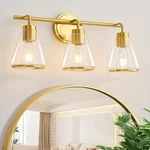 Nadosa 22" Gold Vanity 3-LIGHT Bathroom Fixture Clear Glass Shade. Fixed Price $50.75.