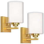 Verron Set Of Wall Sconces For Bathroom, 2-LIGHT, Gold & Double Glass. Fixed Price $75.99.