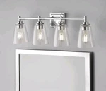 Hampton Bay Wakefield 31 In. 4-LIGHT Chrome Modern Vanity W/clear Glass Shades. Fixed Price $39.00.