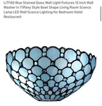 Litfad Tiffany Style Wall Sconce Blue Stained Glass 12 Led E26 2-LIGHT New. Fixed Price $59.99.