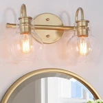 Ksana 2-LIGHT Vanity With Globe Clear Glass Shade, Gold Lights. Fixed Price $59.99.