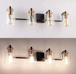 Solfart 4-LIGHT Modern Glass Bathroom Vanity Wall Fixture Black Gold. Fixed Price $39.99.