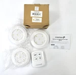 Fosmon Remote Controlled Puck Light White 3 Pack Stick Under Cabinet. Fixed Price $5.50.