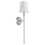 Quorum Linen Shade Light Sconce, Satin Nickel /white 514-1-65. Fixed Price $113.60.
