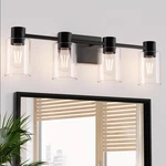 4-LIGHT Modern Vanity Fixtures Over Mirror, Matte Black Bathroom .... Fixed Price $75.16.