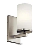 Crosby 1-LIGHT Brushed Nickel Bathroom Indoor Wall Sconce With Satin Etched Case. Fixed Price $70.99.