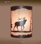Rustic Elk Wall Sconce Frosted Amber Glass & Burnished Bronze Metal Light. Fixed Price $158.00.