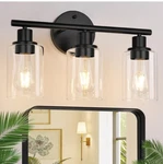 Asher 3-LIGHT Vanity With Clear Glass Shades Model RJ-WS03 Black. Fixed Price $30.00.