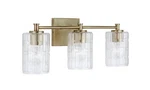 Capital Lighting 3-LIGHT Vanity, Aged Brass/clear Embossed 138331AD-491. Fixed Price $111.29.