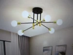 Deyidn 6-LIGHT Vintage Black Gold Linear Sputnik Chandelier Semi Flush Mount. Fixed Price $35.66.