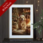 Funny Dog Christmas Wall Art Print Santa Hat & Wine Glass Festive Pet Lover. Fixed Price $18.79.