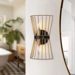 Uolfin 2-LIGHT Black And Gold Wall Sconce With Metal Wire Cage Shades. Fixed Price $59.95.