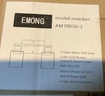 Emong Gold Bathroom FIXTURES,2-LIGHTS Wall Sconces With Clear Glass Sha.... Fixed Price $70.00.
