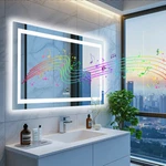 Smart Bathroom Mirror W/ Bluetooth Dual Led Strips Anti-fog Dimmable Lighting. Fixed Price $419.99.