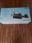 Kichler Barrington 3 Light Vanity 0759870 Black Wood Seedy Glass W/bulbs. Fixed Price $99.98.