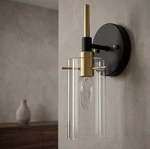 Zevni Modern 1-LIGHT Brass Gold Wall Sconce, Black Vanity. Fixed Price $65.00.