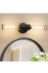 Vaziden Bathroom Light Fixtures, Black Wall Sconce In Threaded Glass. Fixed Price $25.00.