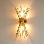 Modern Gold Sunburst 2-LIGHT Iron Wall Sconce, Vanity Lamp For Bedroom Bathroom. Fixed Price $88.88.