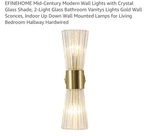 Mid-century Modern Wall Lights With Crystal Glass Shade, 2-LIGHT Bathro.... Fixed Price $39.00.