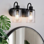Matte Black Bathroom Fixtures Over MIRROR,2-LIGHT Vanity Light.... Fixed Price $40.87.
