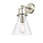 Innovations Newton Light Wall Sconce, Amber Bulb, Nickel/cone 411-1W-SN-8CL. Fixed Price $235.84.