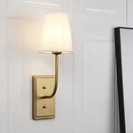 Vintage Brass Wall Sconce 1-LIGHT, White Fabric Shade Lamp Hardwired Ind.... Fixed Price $102.49.