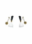 Mid Century Brass Wall Sconce Pair: Italian Stilnovo Adjustable Swing Arm Light. Fixed Price $149.00.