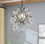 Bestier Black Modern Crystal Raindrop Pendant Chandelier Light Fixture D13XH16IN. Fixed Price $27.99.