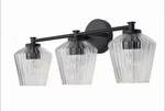 Alsy 24 In. 3-LIGHT Black Bathroom Vanity With Clear Ribbed Glass Shade. Fixed Price $49.99.
