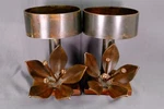 Pair Of Jan Barboglio Hand Forged Iron Candle Holders Signed 7 1/4" (h). Fixed Price $539.98.