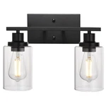 Melucee 2-LIGHT Black Wall Sconce Industrial Vintage With Clear Glass Shade A.... Fixed Price $90.71.
