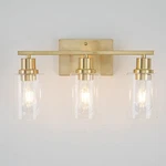 Emong Gold Bathroom Fixtures, 3-LIGHTS Vanity With Clear Glass Sh.... Fixed Price $101.28.